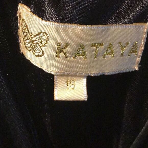 Dress by Kataya black mesh with tan overlay pattern ladies size 16 - Picture 9 of 9